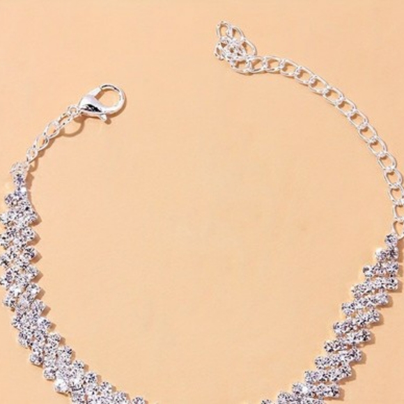 Rhombus Rhinestone Beaded Tennis Chain Ankle - Picture 8 of 8